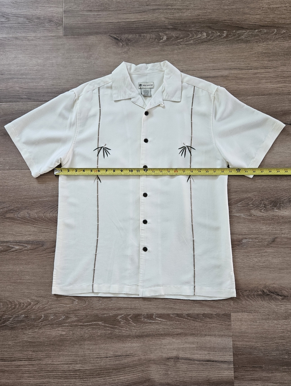 Havana Jack's Cafe Men's Cream Short-Sleeve Button-Up Shirt with Bamboo Print - Picture 3 of 7
